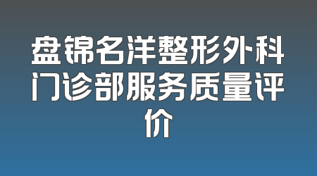 盘锦名洋整形外科门诊部服务质量评价