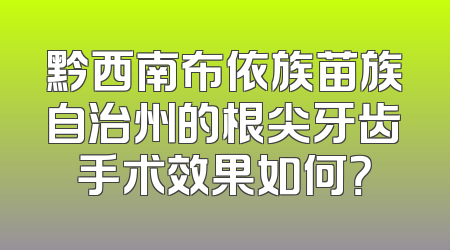 黔西南布依族苗族自治州的根尖牙齿手术效果如何？