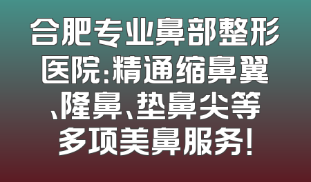 合肥专业鼻部整形医院：精通缩鼻翼、隆鼻、垫鼻尖等多项美鼻服务！