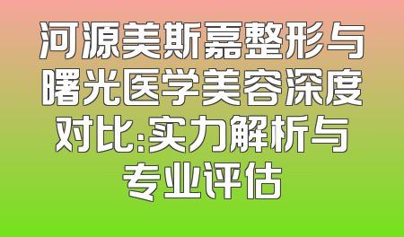 河源美斯嘉整形与曙光医学美容深度对比：实力解析与专业评估