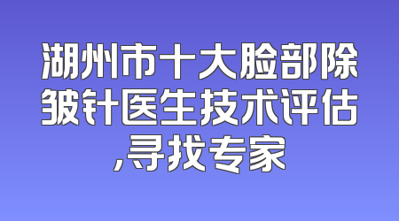 湖州市十大脸部除皱针医生技术评估，寻找专家