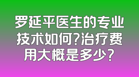 罗延平医生的专业技术如何？治疗费用大概是多少？
