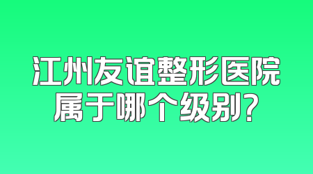 江州友谊整形医院属于哪个级别？