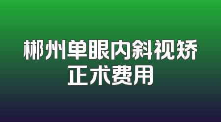 郴州单眼内斜视矫正术费用