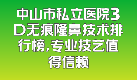 中山市私立医院3D无痕隆鼻技术排行榜，专业技艺值得信赖