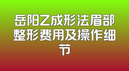 岳阳Z成形法眉部整形费用及操作细节