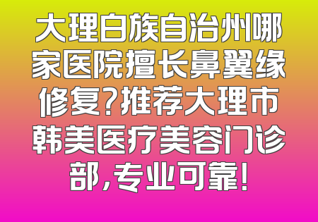 大理白族自治州哪家医院擅长鼻翼缘修复？推荐大理市韩美医疗美容门诊部，专业可靠！