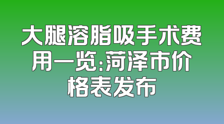 大腿溶脂吸手术费用一览：菏泽市价格表发布
