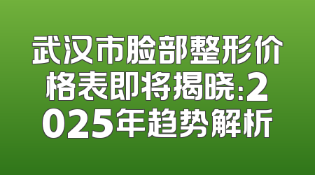 武汉市脸部整形价格表即将揭晓：2025年趋势解析