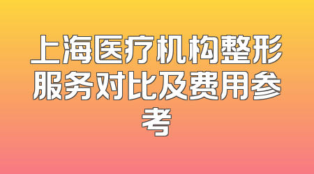 上海医疗机构整形服务对比及费用参考