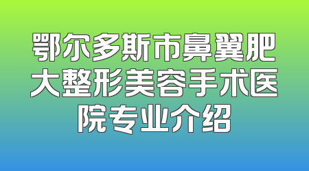 鄂尔多斯市鼻翼肥大整形美容手术医院专业介绍