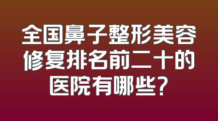全国鼻子整形美容修复排名前二十的医院有哪些？