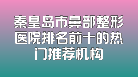 秦皇岛市鼻部整形医院排名前十的热门推荐机构