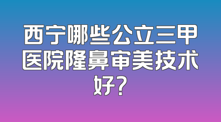西宁哪些公立三甲医院隆鼻审美技术好？
