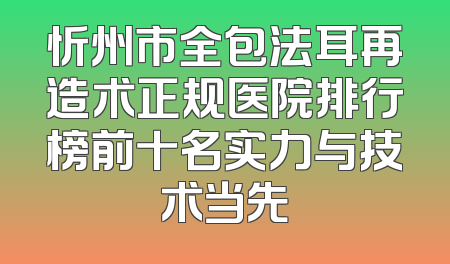 忻州市全包法耳再造术正规医院排行榜前十名实力与技术当先