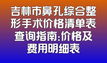 吉林市鼻孔综合整形手术价格清单表查询指南：价格及费用明细表