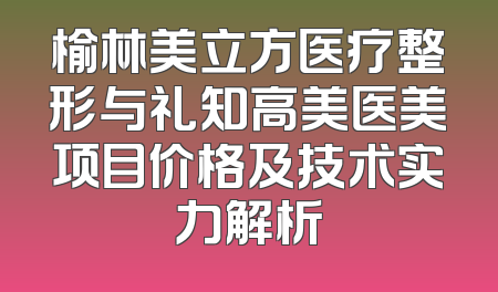 榆林美立方医疗整形与礼知高美医美项目价格及技术实力解析