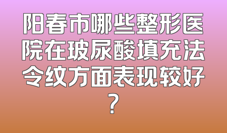 阳春市哪些整形医院在玻尿酸填充法令纹方面表现较好？
