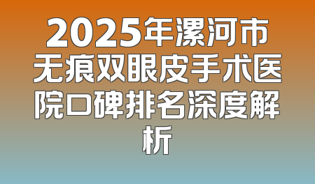 2025年漯河市无痕双眼皮手术医院口碑排名深度解析