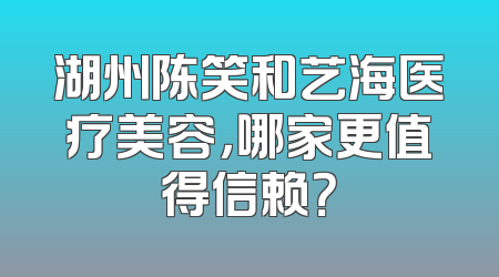 湖州陈笑和艺海医疗美容，哪家更值得信赖？