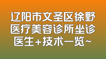 辽阳市文圣区徐野医疗美容诊所坐诊医生+技术一览~