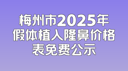 梅州市2025年假体植入隆鼻价格表免费公示