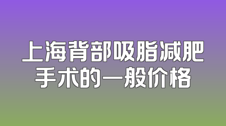 上海背部吸脂减肥手术的一般价格