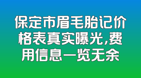 保定市眉毛胎记价格表真实曝光，费用信息一览无余