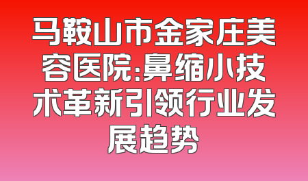 马鞍山市金家庄美容医院：鼻缩小技术革新引领行业发展趋势