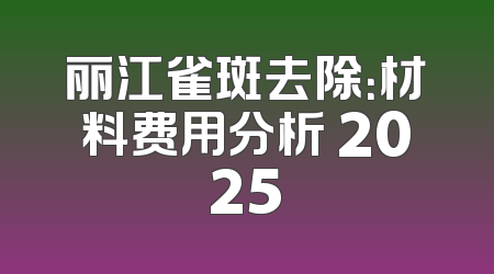 丽江雀斑去除：材料费用分析 2025