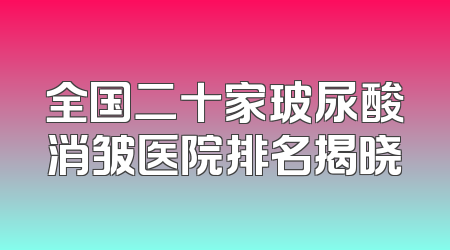 全国二十家玻尿酸消皱医院排名揭晓