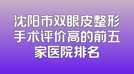 沈阳市双眼皮整形手术评价高的前五家医院排名