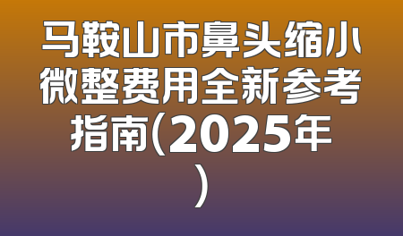 马鞍山市鼻头缩小微整费用全新参考指南（2025年）