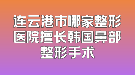 连云港市哪家整形医院擅长韩国鼻部整形手术
