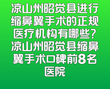 凉山州昭觉县进行缩鼻翼手术的正规医疗机构有哪些？凉山州昭觉县缩鼻翼手术口碑前8名医院