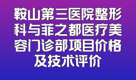 鞍山第三医院整形科与菲之都医疗美容门诊部项目价格及技术评价