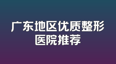广东地区优质整形医院推荐