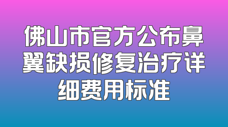 佛山市官方公布鼻翼缺损修复治疗详细费用标准
