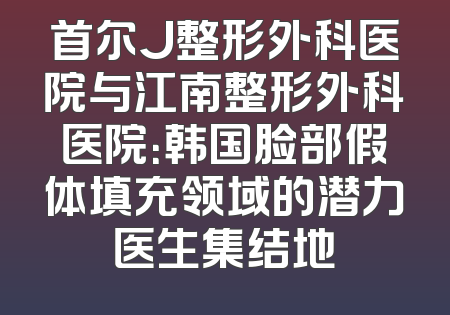 首尔J整形外科医院与江南整形外科医院：韩国脸部假体填充领域的潜力医生集结地