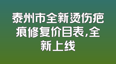 泰州市全新烫伤疤痕修复价目表，全新上线