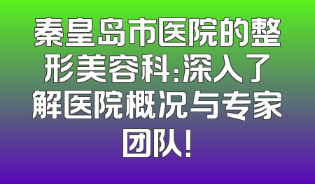 秦皇岛市医院的整形美容科：深入了解医院概况与专家团队！
