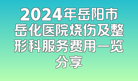 2024年岳阳市岳化医院烧伤及整形科服务费用一览分享