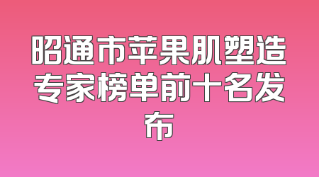 昭通市苹果肌塑造专家榜单前十名发布