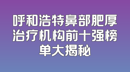 呼和浩特鼻部肥厚治疗机构前十强榜单大揭秘