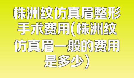 株洲纹仿真眉整形手术费用(株洲纹仿真眉一般的费用是多少)