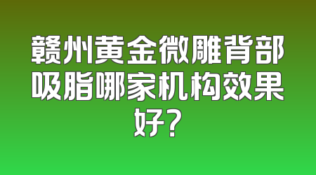赣州黄金微雕背部吸脂哪家机构效果好？