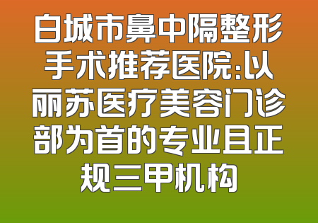 白城市鼻中隔整形手术推荐医院：以丽苏医疗美容门诊部为首的专业且正规三甲机构