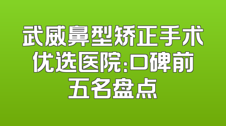 武威鼻型矫正手术优选医院：口碑前五名盘点