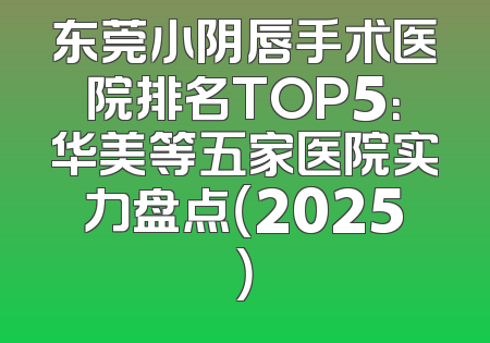 东莞小阴唇手术医院排名TOP5：华美等五家医院实力盘点（2025）