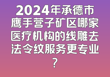 2024年承德市鹰手营子矿区哪家医疗机构的线雕去法令纹服务更专业？